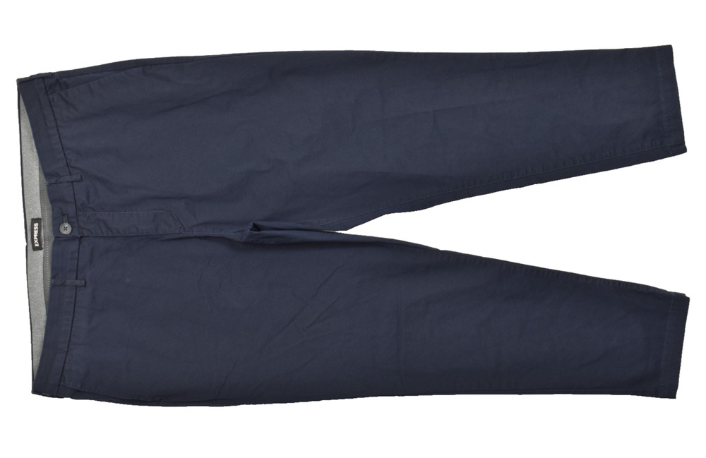 Express Men's Athletic Slim Navy Blue Chino Pants Size 38x32 Stretch Cotton Blen